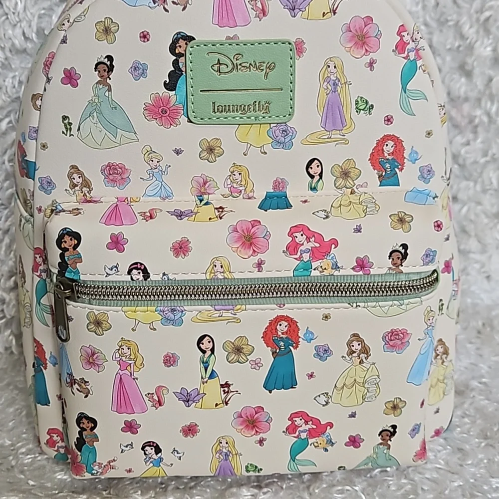 NWT Loungefly Disney Princesses mini backpack and zip coin cardholder - Picture 2 of 12